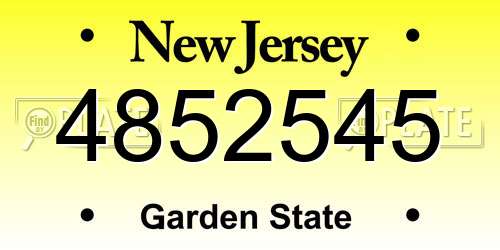 4852545 New Jersey License Plate