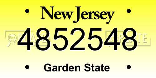 4852548 New Jersey License Plate