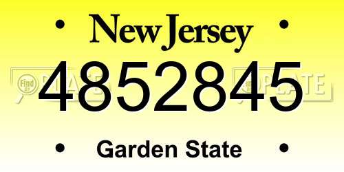 4852845 New Jersey License Plate