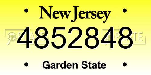 4852848 New Jersey License Plate