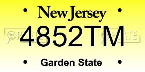 4852TM New Jersey License Plate