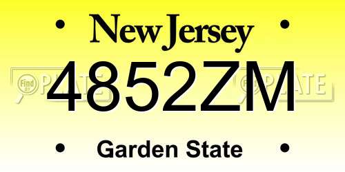 4852ZM New Jersey License Plate