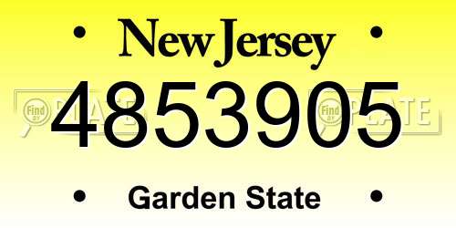 4853905 New Jersey License Plate