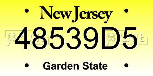 48539D5 New Jersey License Plate