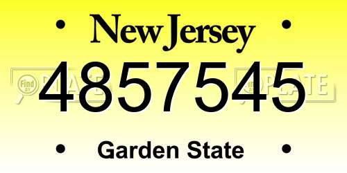 4857545 New Jersey License Plate