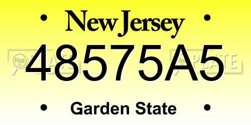 48575A5 New Jersey License Plate