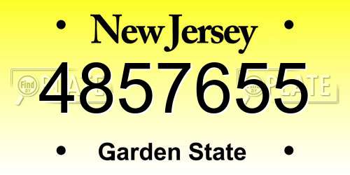 4857655 New Jersey License Plate