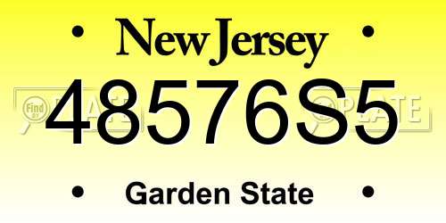 48576S5 New Jersey License Plate