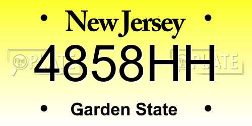 4858HH New Jersey License Plate