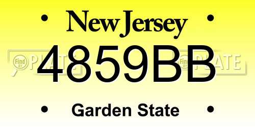 4859BB New Jersey License Plate