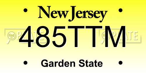 485TTM New Jersey License Plate