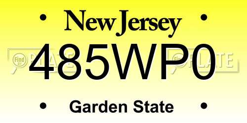 485WP0 New Jersey License Plate