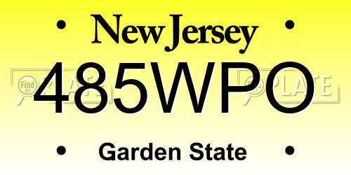 485WPO New Jersey License Plate