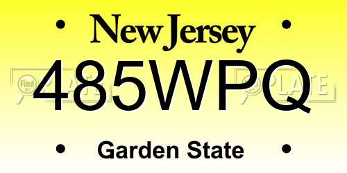 485WPQ New Jersey License Plate