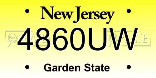 4860UW New Jersey License Plate
