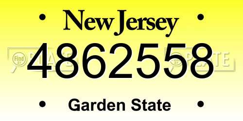 4862558 New Jersey License Plate