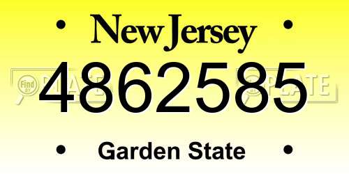 4862585 New Jersey License Plate
