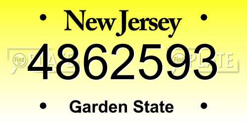 4862593 New Jersey License Plate