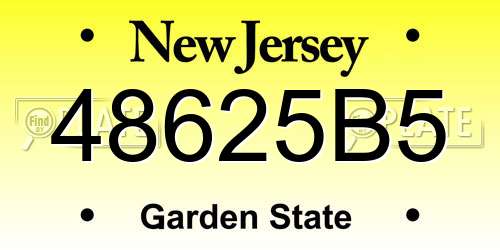 48625B5 New Jersey License Plate