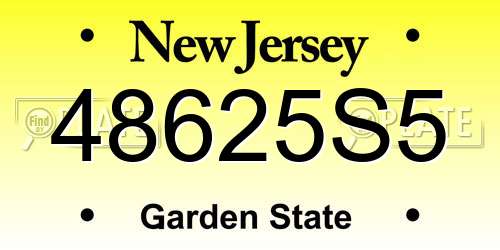 48625S5 New Jersey License Plate