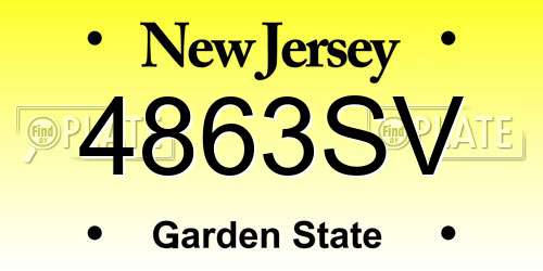 4863SV New Jersey License Plate
