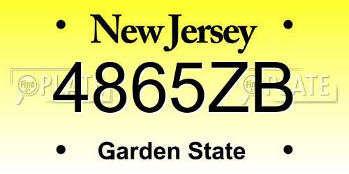 4865ZB New Jersey License Plate