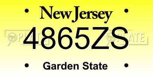 4865ZS New Jersey License Plate