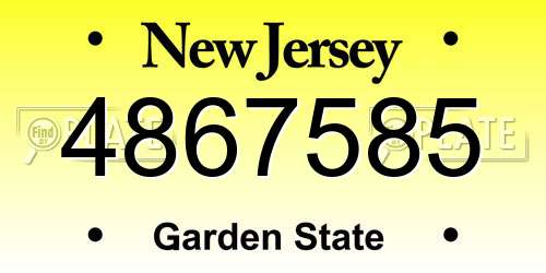 4867585 New Jersey License Plate