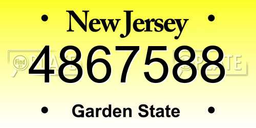 4867588 New Jersey License Plate