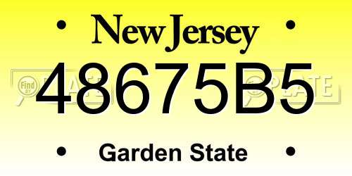 48675B5 New Jersey License Plate
