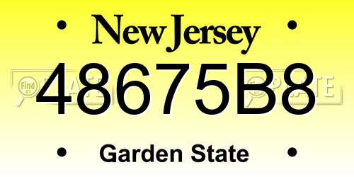 48675B8 New Jersey License Plate