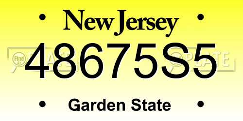 48675S5 New Jersey License Plate