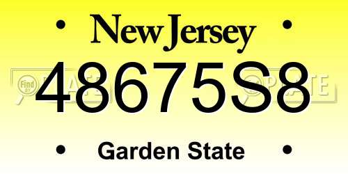 48675S8 New Jersey License Plate