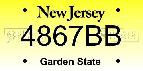 4867BB New Jersey License Plate