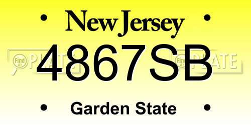 4867SB New Jersey License Plate