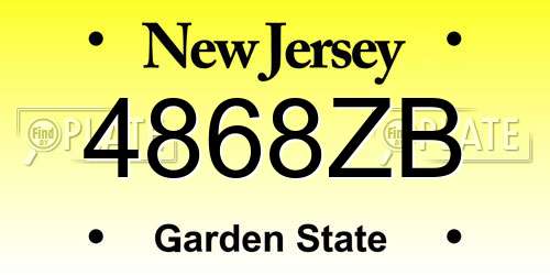 4868ZB New Jersey License Plate
