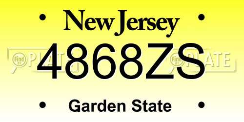 4868ZS New Jersey License Plate