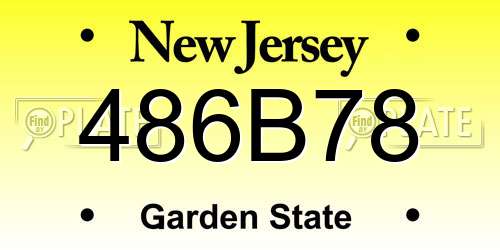 486B78 New Jersey License Plate