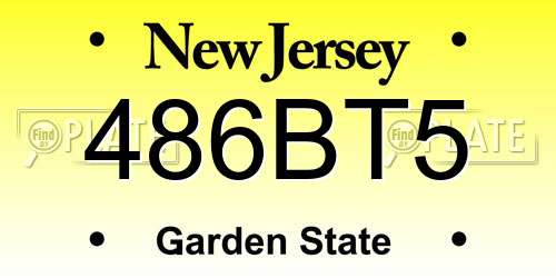 486BT5 New Jersey License Plate