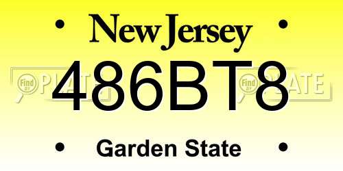 486BT8 New Jersey License Plate