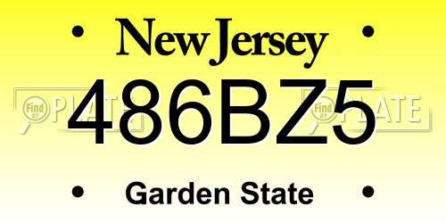 486BZ5 New Jersey License Plate