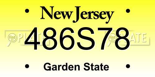 486S78 New Jersey License Plate