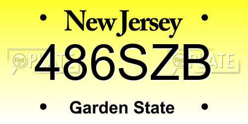 486SZB New Jersey License Plate
