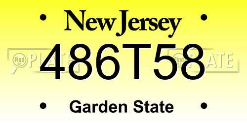 486T58 New Jersey License Plate