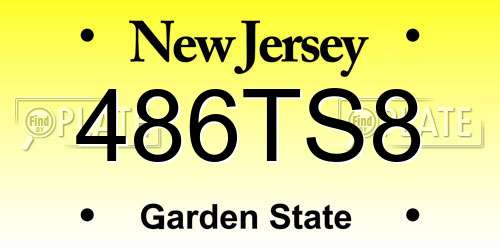 486TS8 New Jersey License Plate