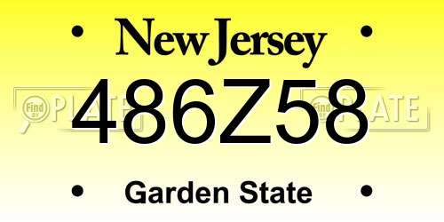 486Z58 New Jersey License Plate
