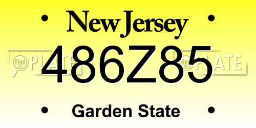 486Z85 New Jersey License Plate