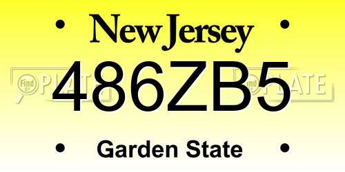 486ZB5 New Jersey License Plate
