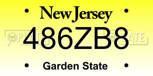 486ZB8 New Jersey License Plate