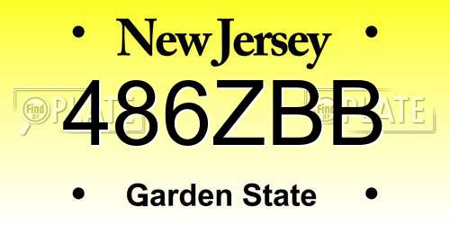 486ZBB New Jersey License Plate